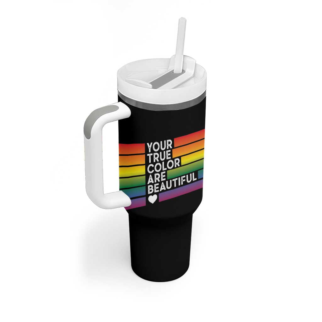 Gift For LGBT Friends Tumbler With Handle Your True Colors Are Beautiful Rainbow - Wonder Print Shop