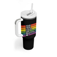 Gift For LGBT Friends Tumbler With Handle Your True Colors Are Beautiful Rainbow - Wonder Print Shop