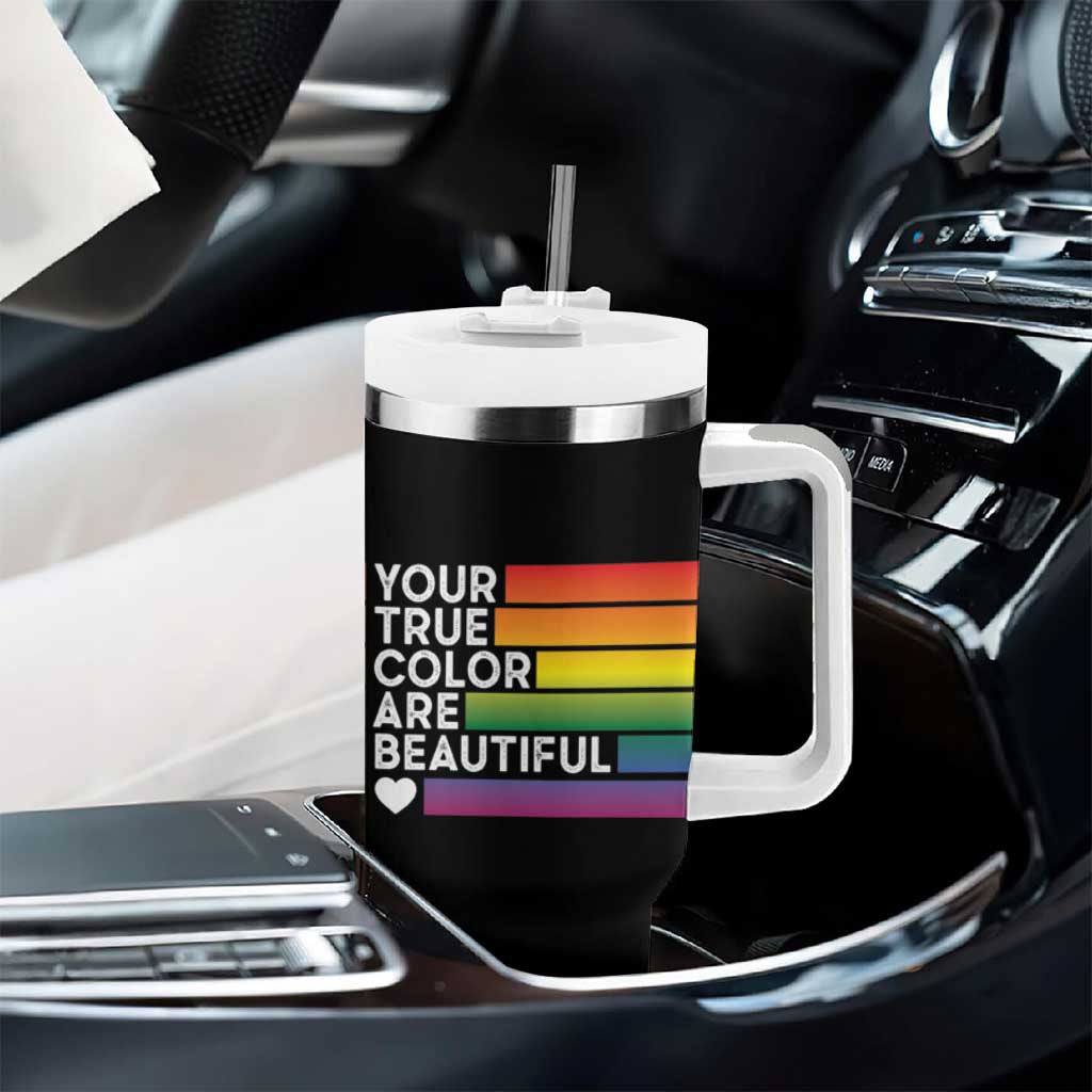 Gift For LGBT Friends Tumbler With Handle Your True Colors Are Beautiful Rainbow - Wonder Print Shop