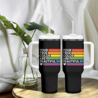 Gift For LGBT Friends Tumbler With Handle Your True Colors Are Beautiful Rainbow - Wonder Print Shop
