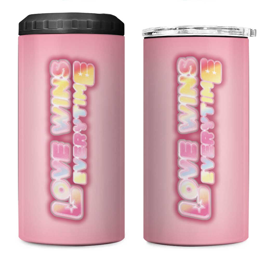 LGBT Pride 4 in 1 Can Cooler Tumbler Love Wins Everytime Rainbow - Wonder Print Shop