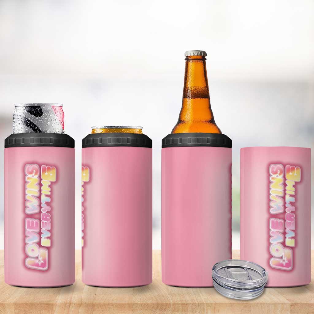 LGBT Pride 4 in 1 Can Cooler Tumbler Love Wins Everytime Rainbow - Wonder Print Shop