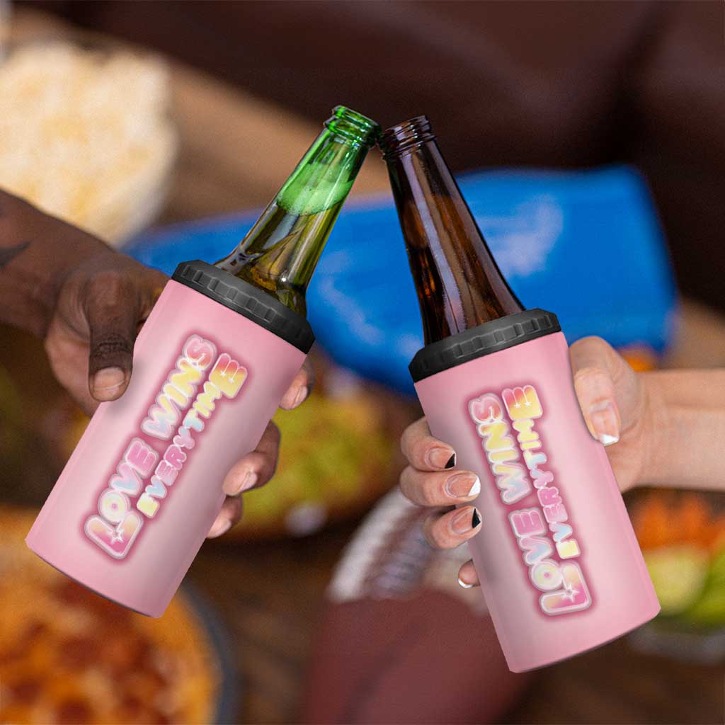 LGBT Pride 4 in 1 Can Cooler Tumbler Love Wins Everytime Rainbow - Wonder Print Shop