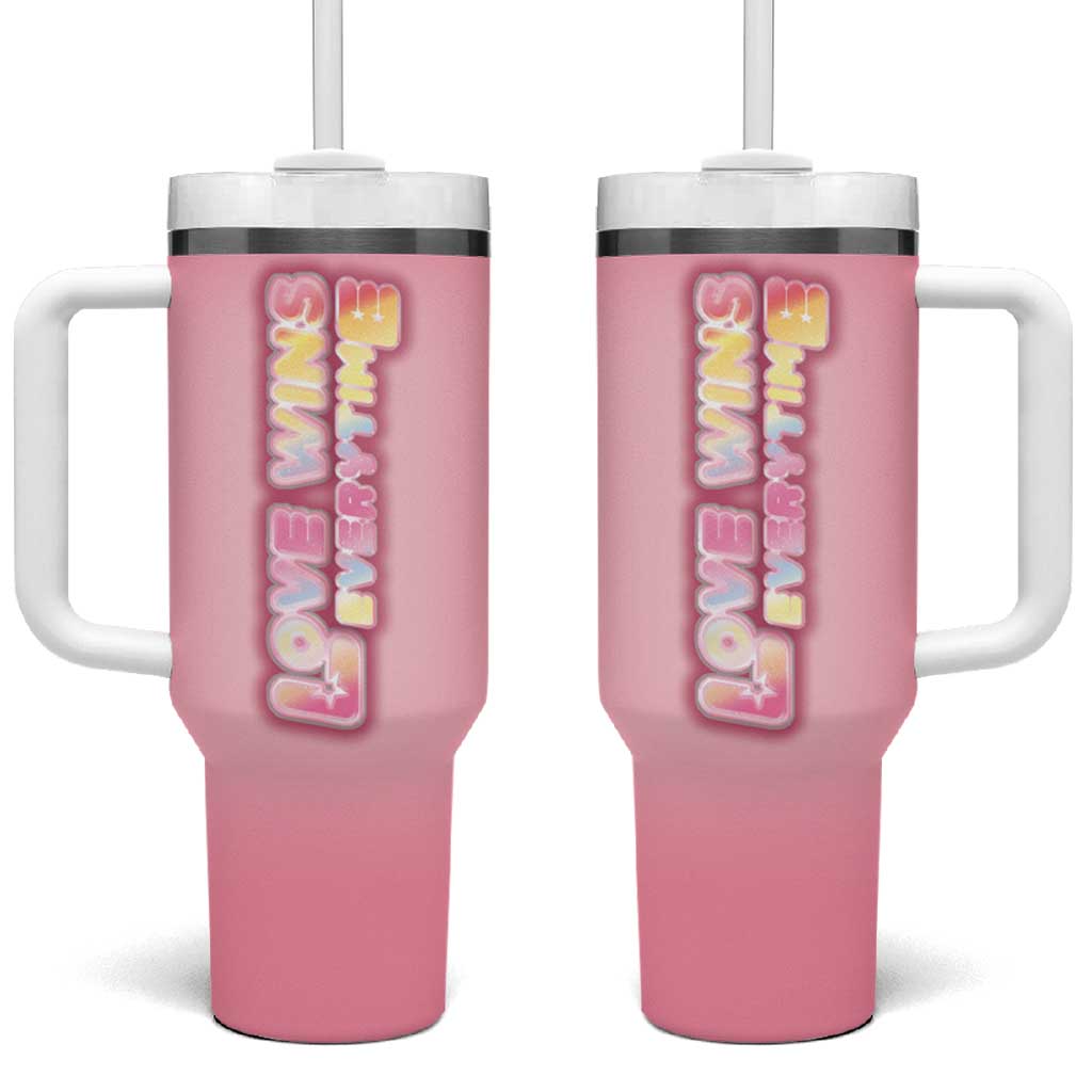 LGBT Pride Tumbler With Handle Love Wins Everytime Rainbow - Wonder Print Shop