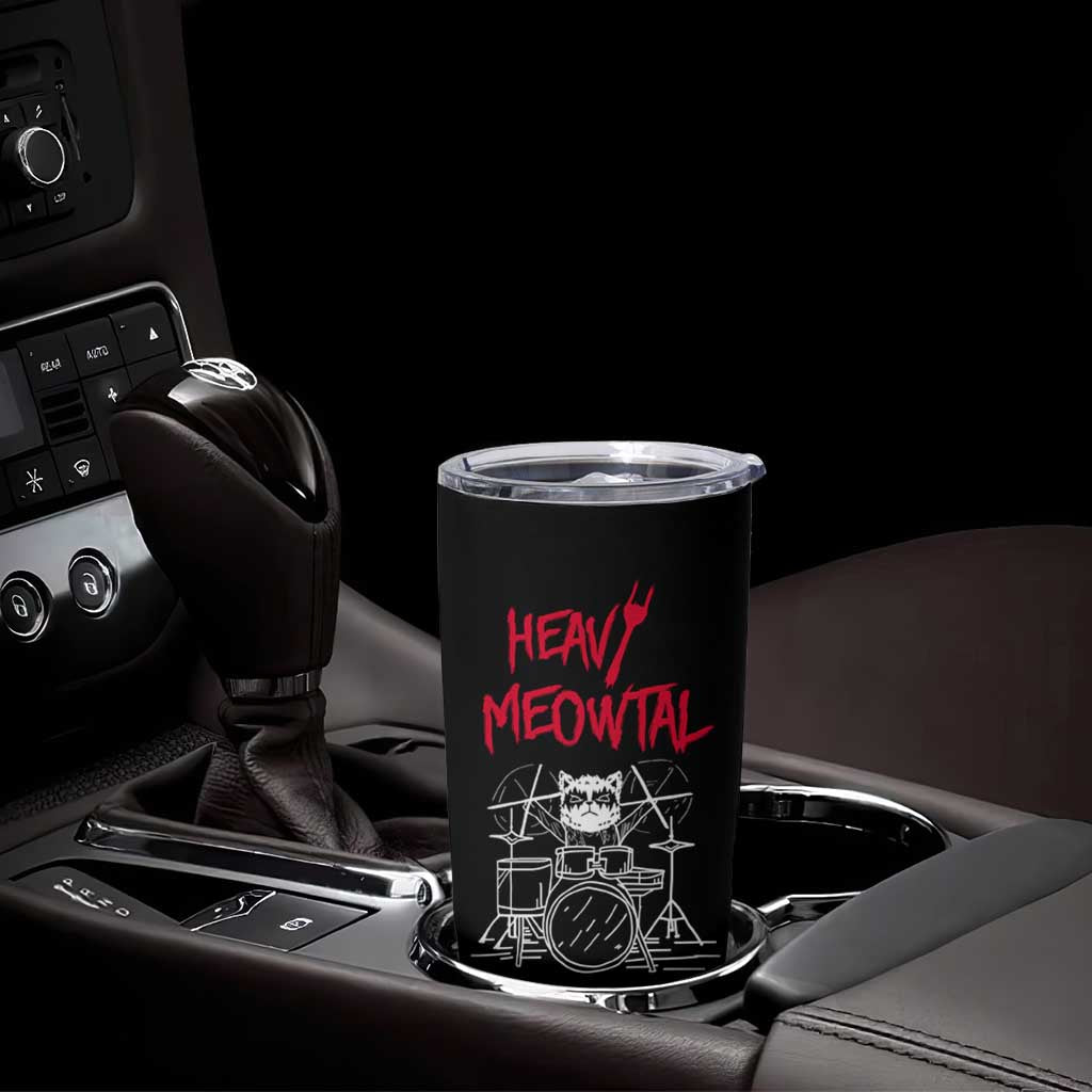 Heavy Metal Tumbler Cup Cat Drummer Meowtal Rock Drum Band - Wonder Print Shop