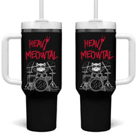Heavy Metal Tumbler With Handle Cat Drummer Meowtal Rock Drum Band - Wonder Print Shop