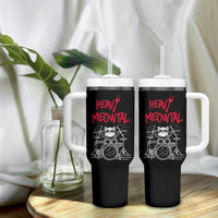 Heavy Metal Tumbler With Handle Cat Drummer Meowtal Rock Drum Band - Wonder Print Shop