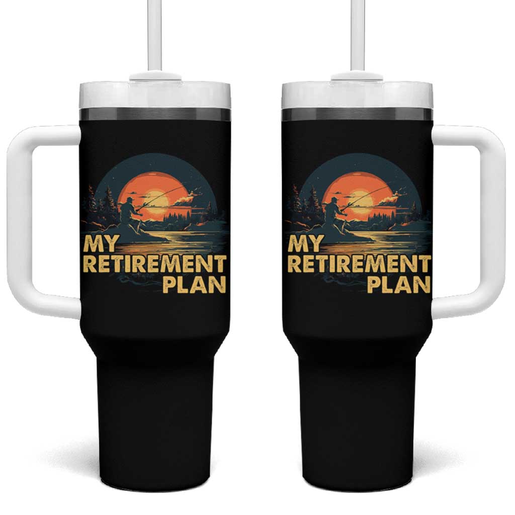 Retirement Plan Tumbler With Handle Funny Retired Fisherman Fishing - Wonder Print Shop