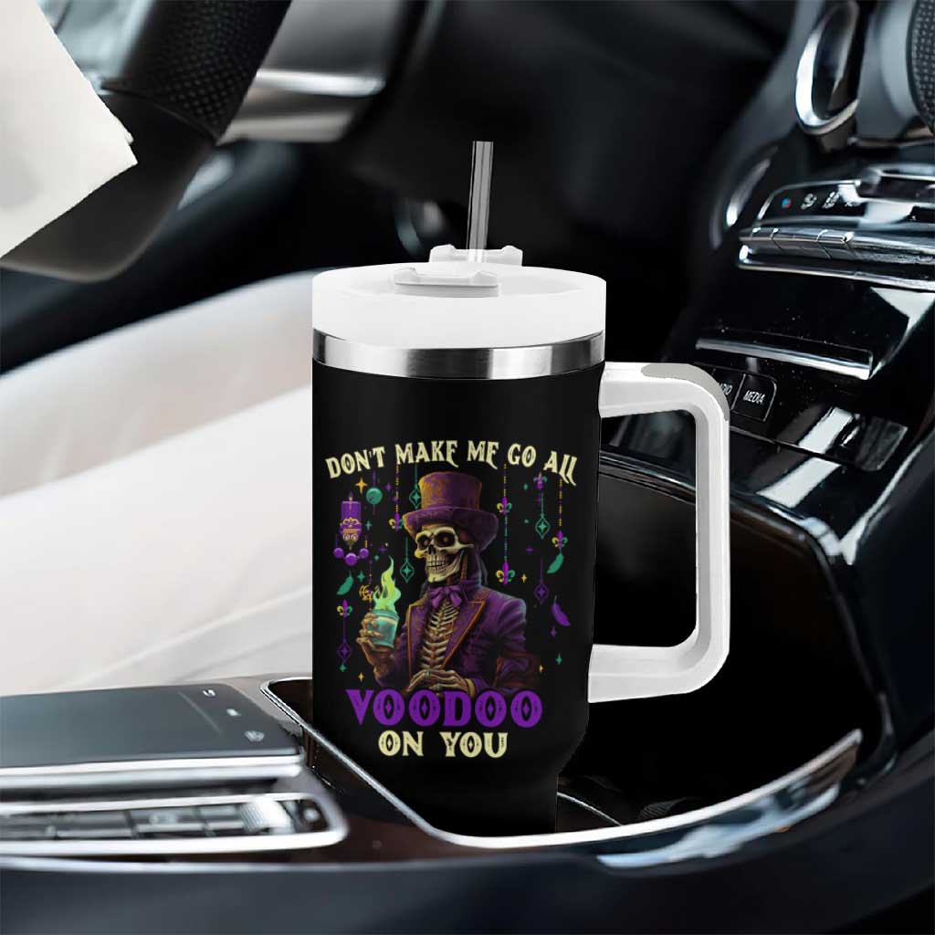 Mardi Gras Tumbler With Handle Don't Make Me Go All Voodoo On You Skeleton Witch Doctor - Wonder Print Shop