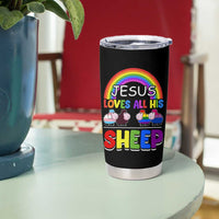 LGBT Pride Tumbler Cup Jesus Loves All His Sheep Lesbian Gay Bisexual Transgender Black White - Wonder Print Shop
