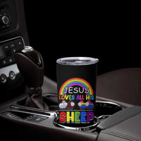 LGBT Pride Tumbler Cup Jesus Loves All His Sheep Lesbian Gay Bisexual Transgender Black White - Wonder Print Shop