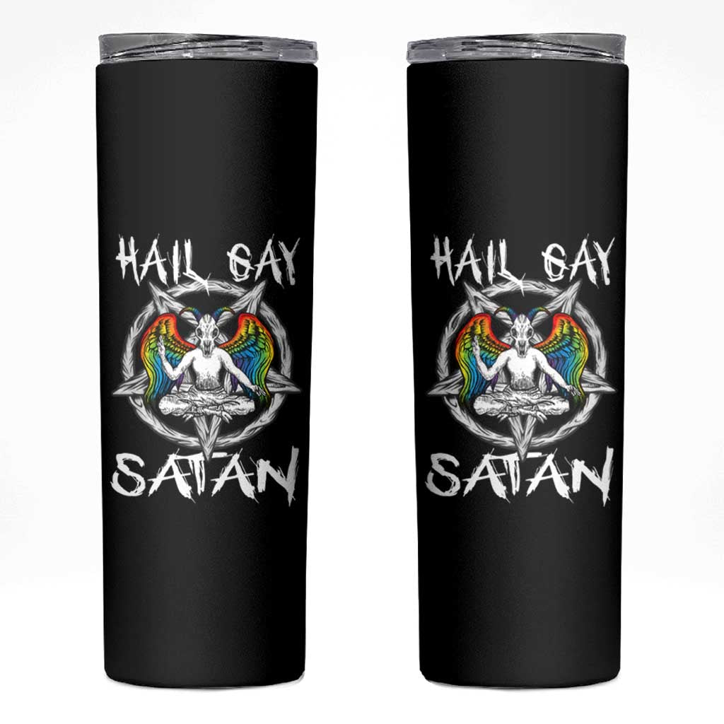 Hail Gay Satan Skinny Tumbler Goth Baphomet Devil LGBT Pride - Wonder Print Shop