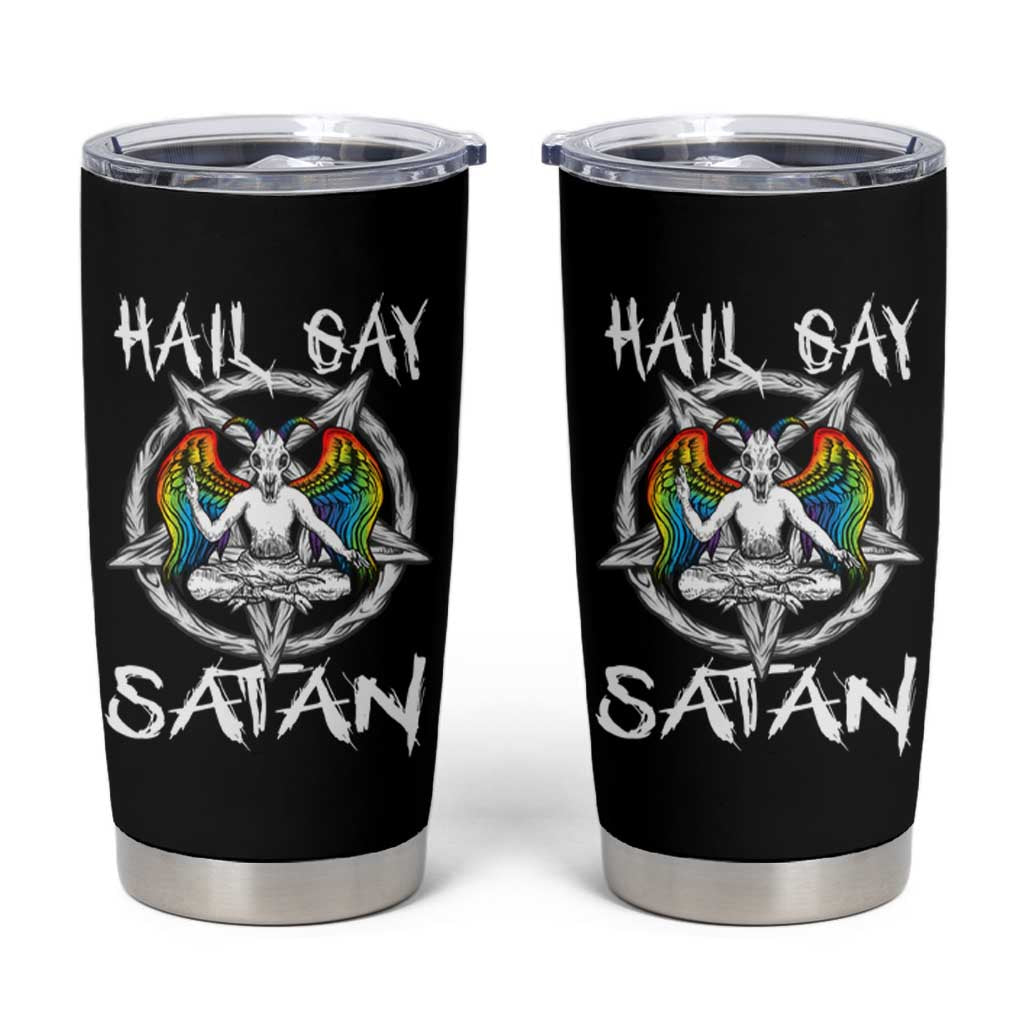 Hail Gay Satan Tumbler Cup Goth Baphomet Devil LGBT Pride - Wonder Print Shop