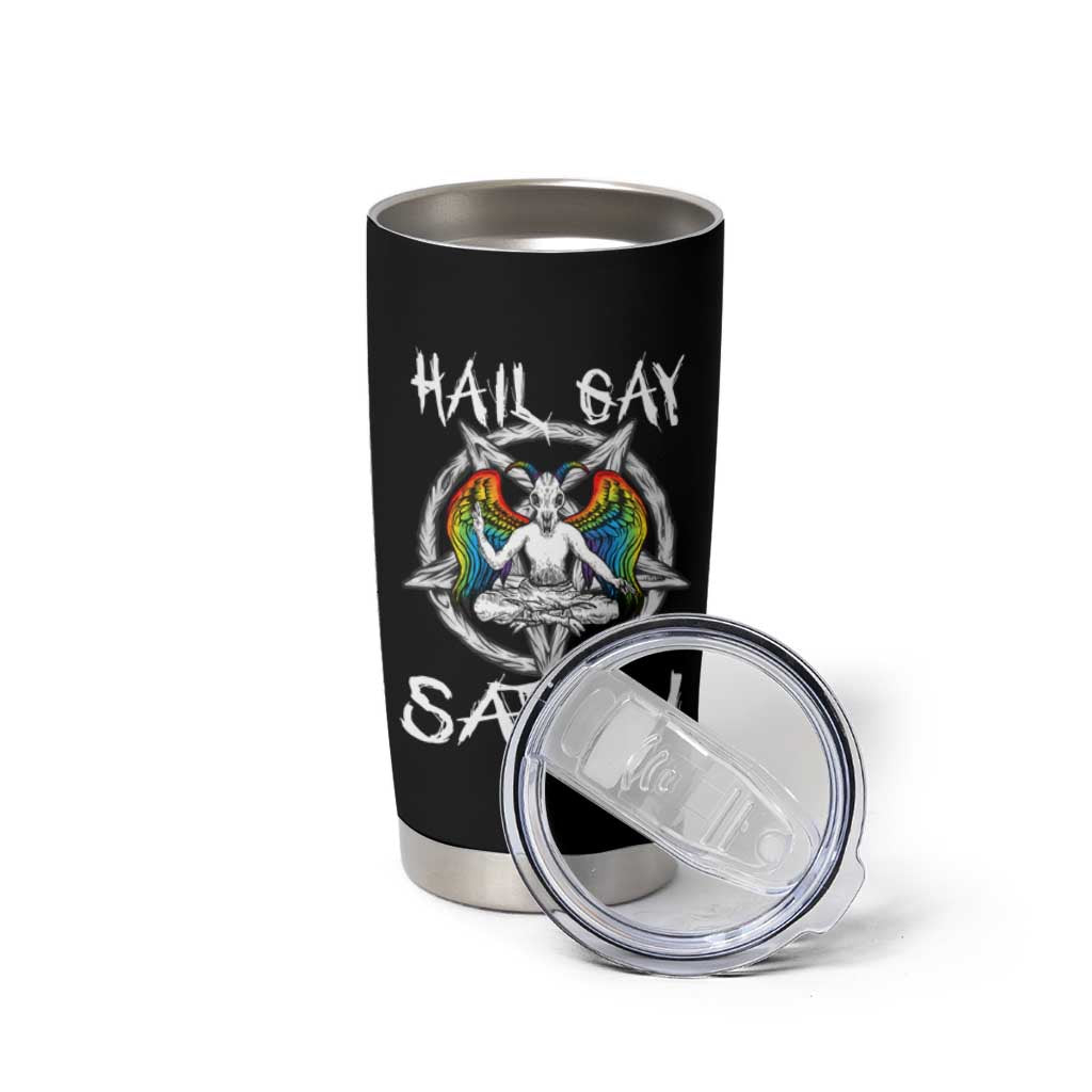 Hail Gay Satan Tumbler Cup Goth Baphomet Devil LGBT Pride - Wonder Print Shop