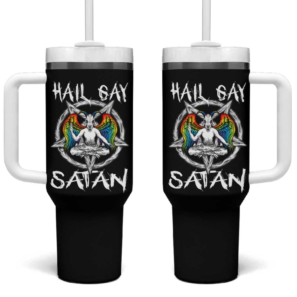 Hail Gay Satan Tumbler With Handle Goth Baphomet Devil LGBT Pride - Wonder Print Shop