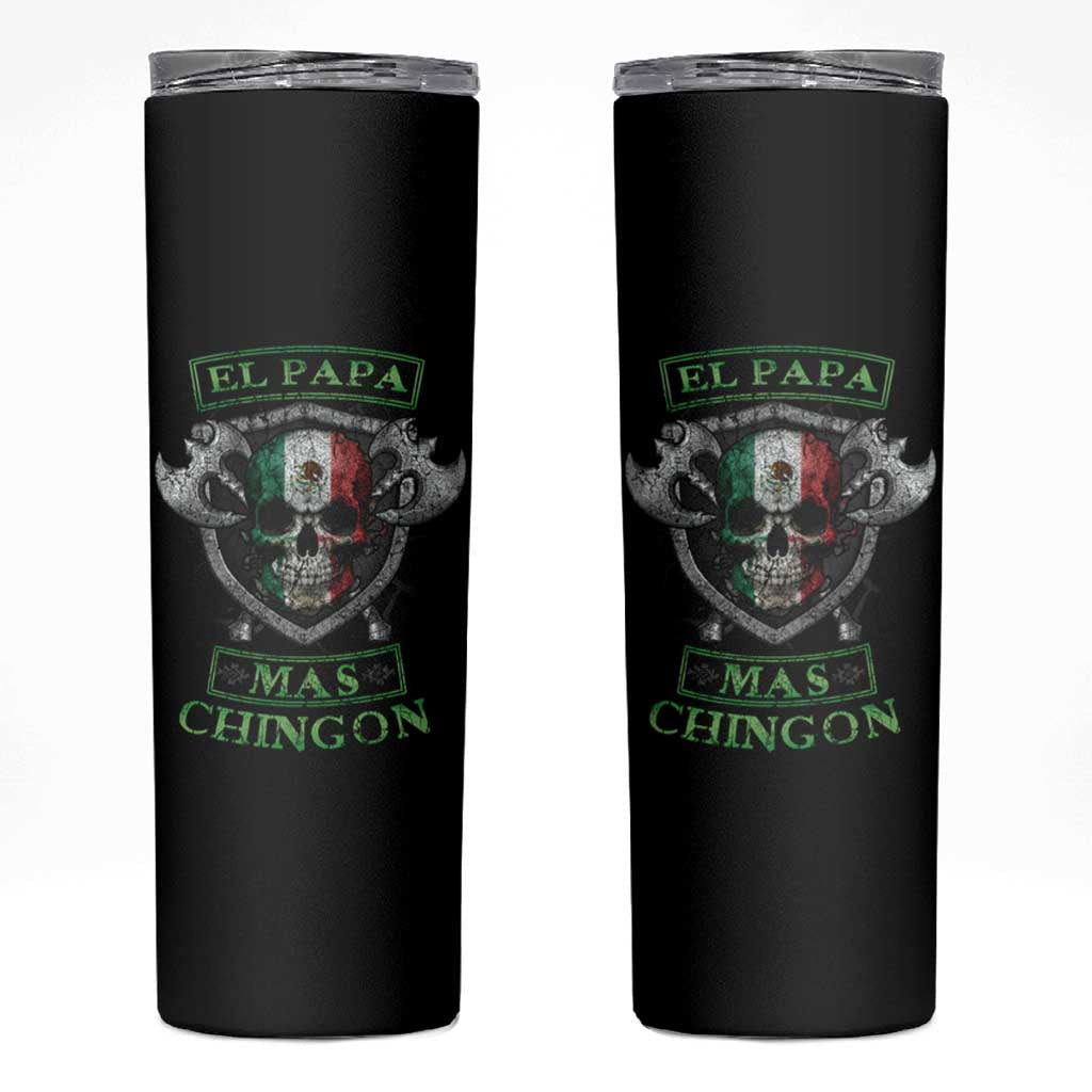Mexican Dad Skinny Tumbler El Papa Mas Chingon Mexico Father's Day - Wonder Print Shop