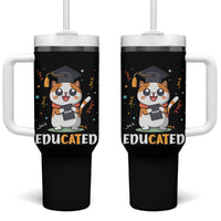 Graduation Cat Lover Tumbler With Handle Educated Cat Graduated Graduating - Wonder Print Shop