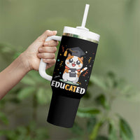 Graduation Cat Lover Tumbler With Handle Educated Cat Graduated Graduating - Wonder Print Shop