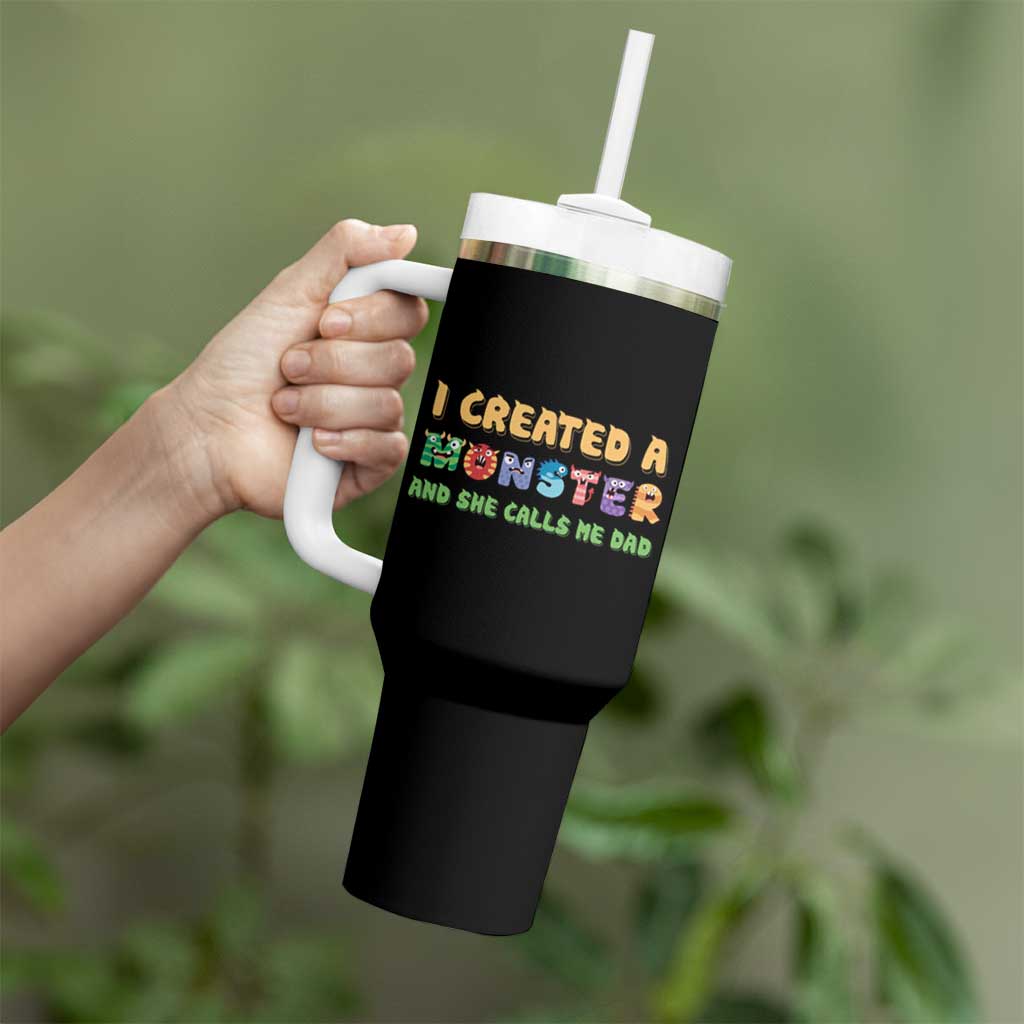 Father's Day Tumbler With Handle I Created A Monster She Calls Me Dad - Wonder Print Shop