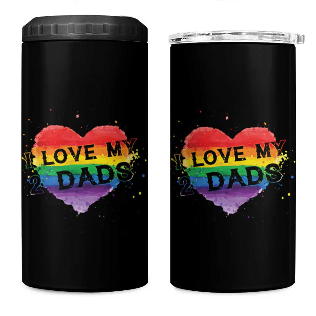 Father's Day LGBT Pride 4 in 1 Can Cooler Tumbler I Love My Two Dads - Wonder Print Shop