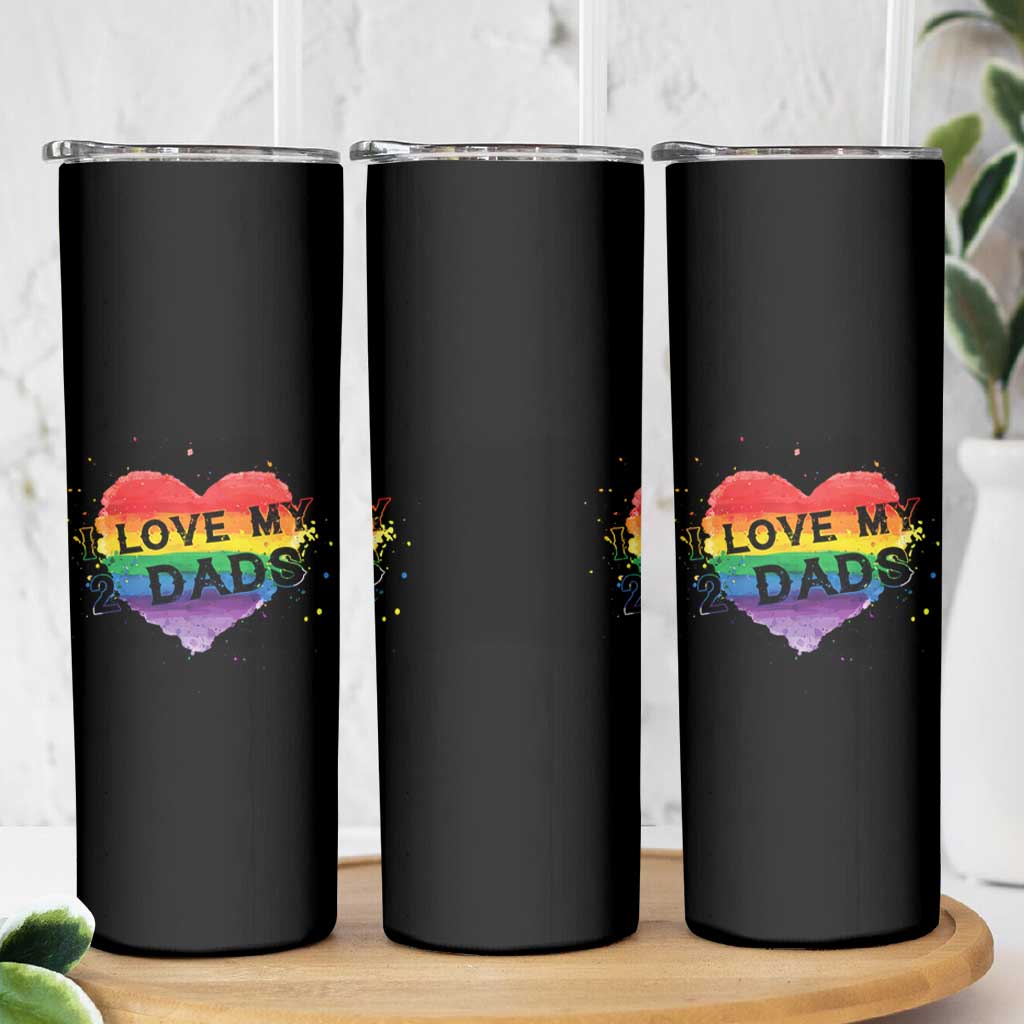 Father's Day LGBT Pride Skinny Tumbler I Love My Two Dads - Wonder Print Shop