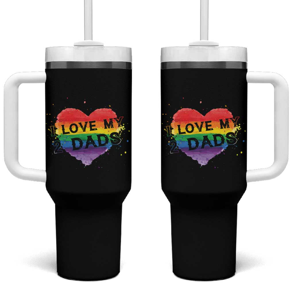 Father's Day LGBT Pride Tumbler With Handle I Love My Two Dads - Wonder Print Shop