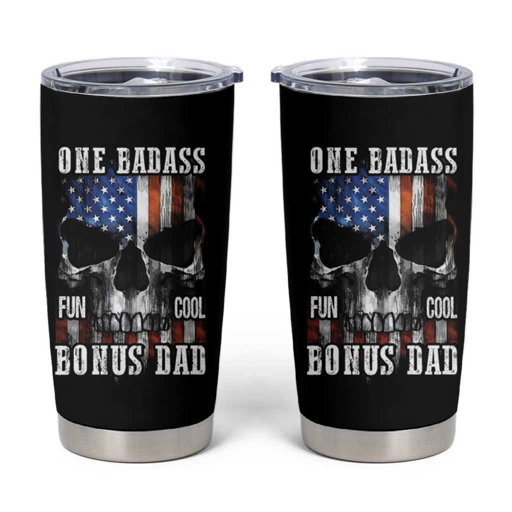 Father's Day Tumbler Cup One Badass Bonus Dad Skull - Wonder Print Shop