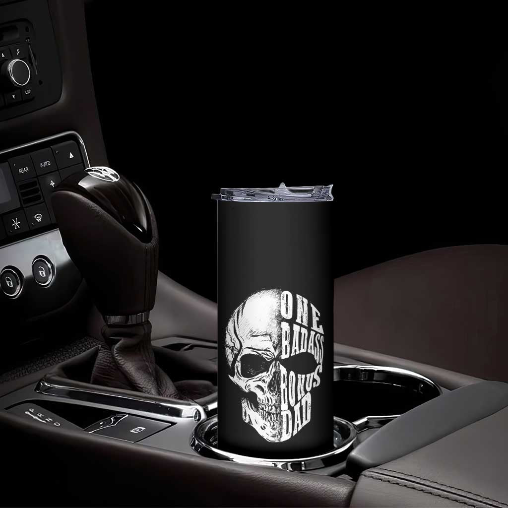 Father's Day Skinny Tumbler One Badass Bonus Dad Skull - Wonder Print Shop