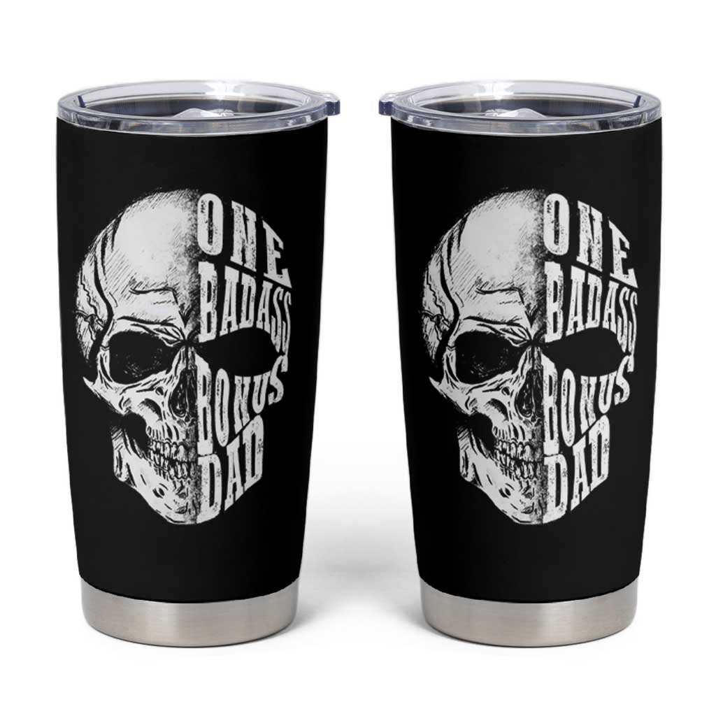 Father's Day Tumbler Cup One Badass Bonus Dad Skull - Wonder Print Shop
