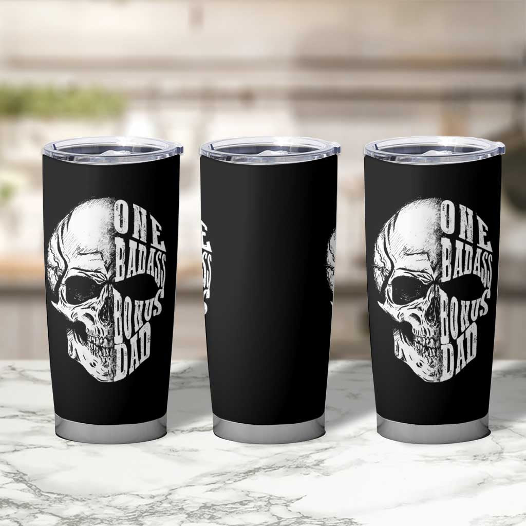 Father's Day Tumbler Cup One Badass Bonus Dad Skull - Wonder Print Shop