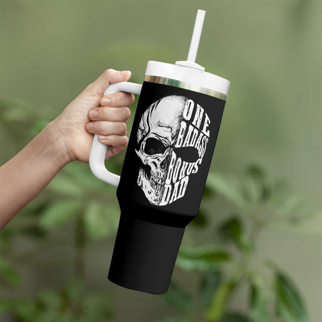 Father's Day Tumbler With Handle One Badass Bonus Dad Skull - Wonder Print Shop