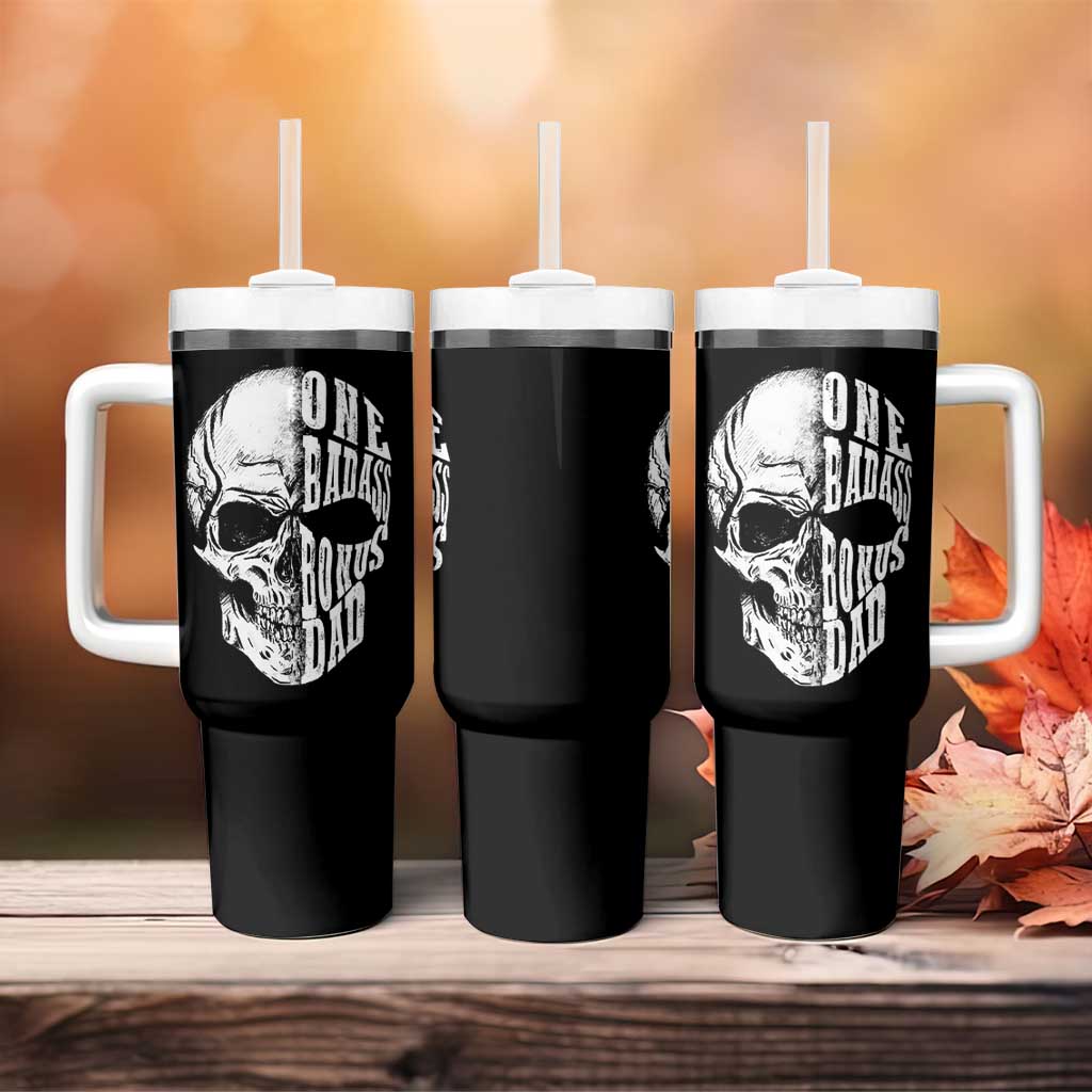 Father's Day Tumbler With Handle One Badass Bonus Dad Skull - Wonder Print Shop