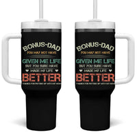 Father's Day Tumbler With Handle Bonus Dad Made My Life Better Thanks For Putting Up My Mom - Wonder Print Shop