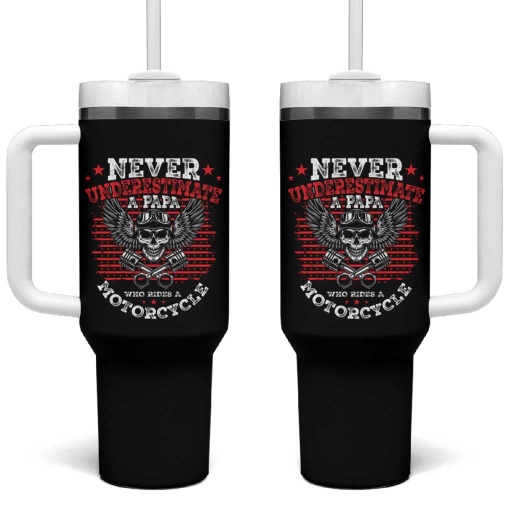 Never Underestumate A Papa Who Rides A Motorcycle Father's Day Tumbler With Handle - Wonder Print Shop