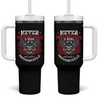Never Underestumate A Papa Who Rides A Motorcycle Father's Day Tumbler With Handle - Wonder Print Shop