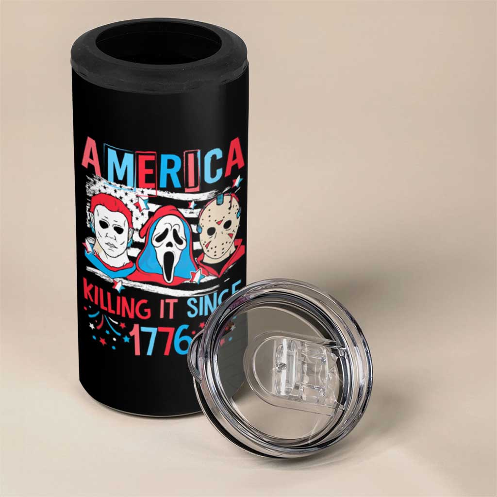Funny 4th Of July 4 in 1 Can Cooler Tumbler America Killing IT Since 1776 Horror - Wonder Print Shop