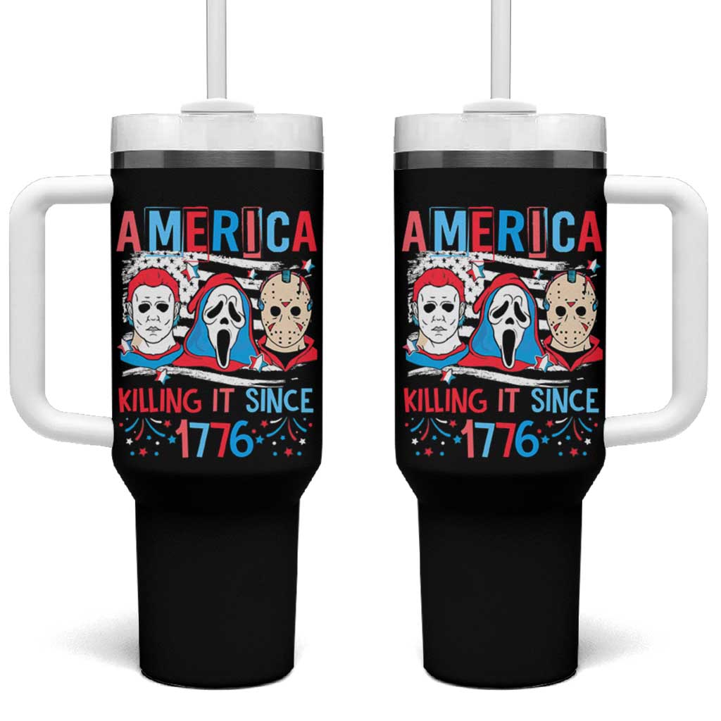Funny 4th Of July Tumbler With Handle America Killing IT Since 1776 Horror - Wonder Print Shop
