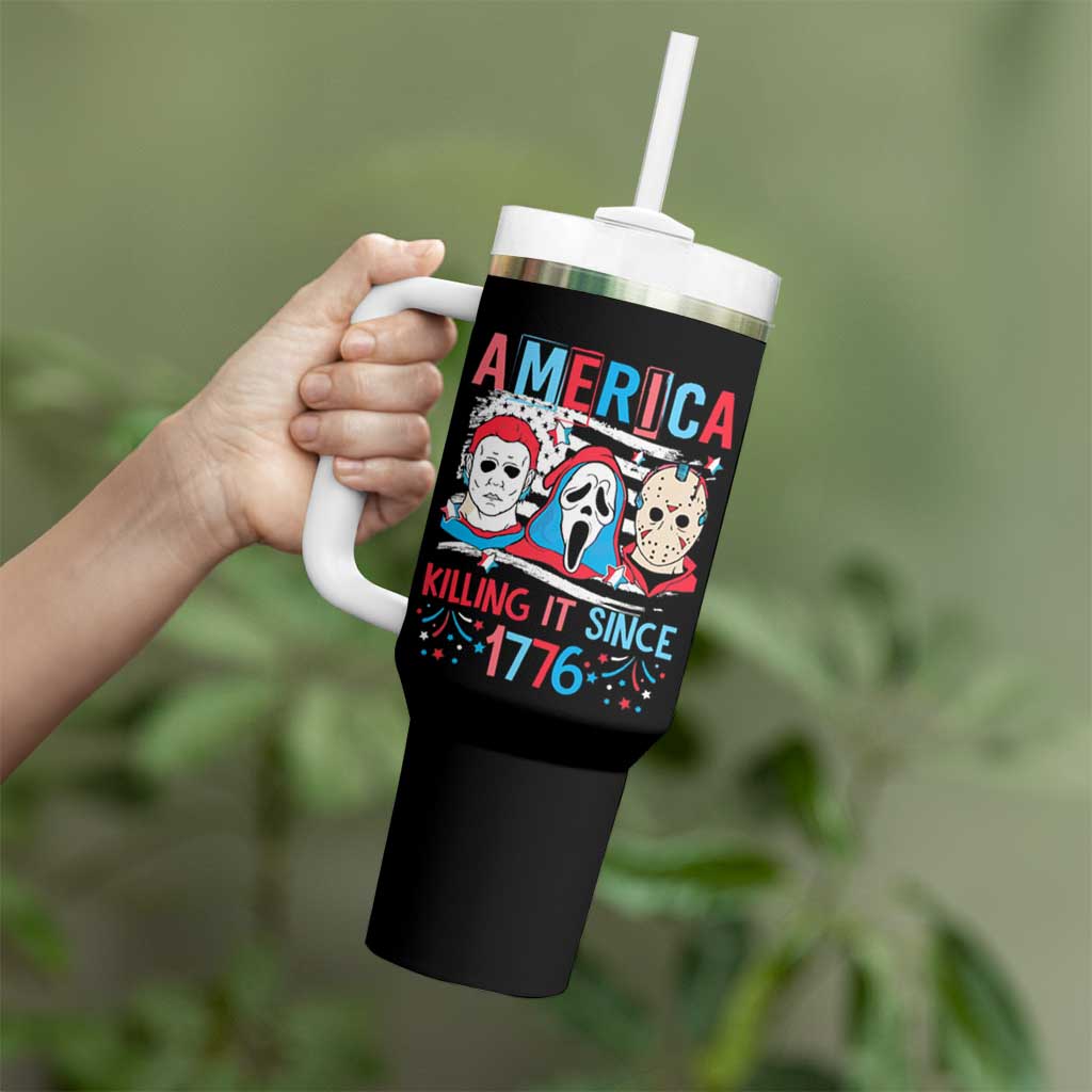 Funny 4th Of July Tumbler With Handle America Killing IT Since 1776 Horror - Wonder Print Shop