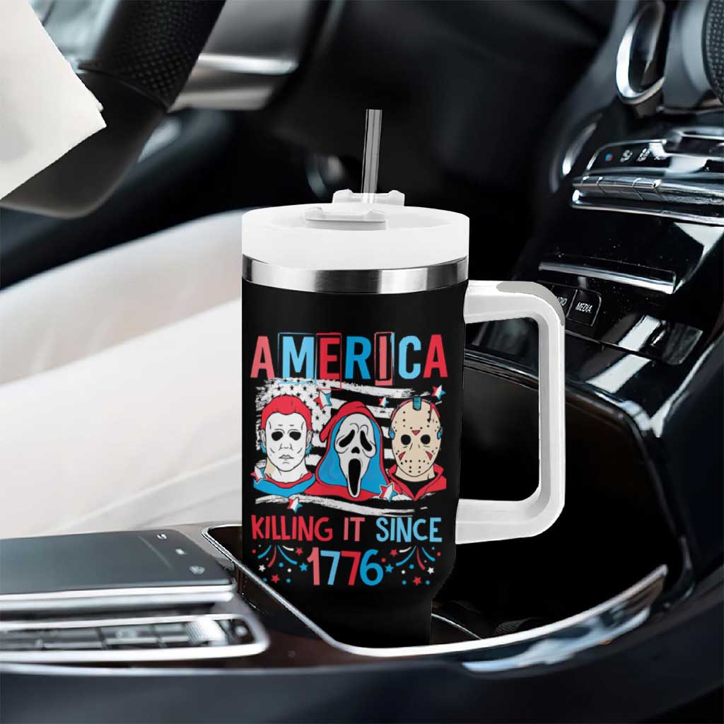 Funny 4th Of July Tumbler With Handle America Killing IT Since 1776 Horror - Wonder Print Shop