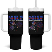 Funny 4th Of July Tumbler With Handle MILF Man I Love Fireworks Patriotic Independence Day - Wonder Print Shop