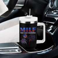 Funny 4th Of July Tumbler With Handle MILF Man I Love Fireworks Patriotic Independence Day - Wonder Print Shop
