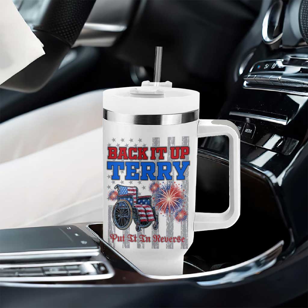 Funny 4th Of July Tumbler With Handle Back Up Terry Put It In Reverse - Wonder Print Shop