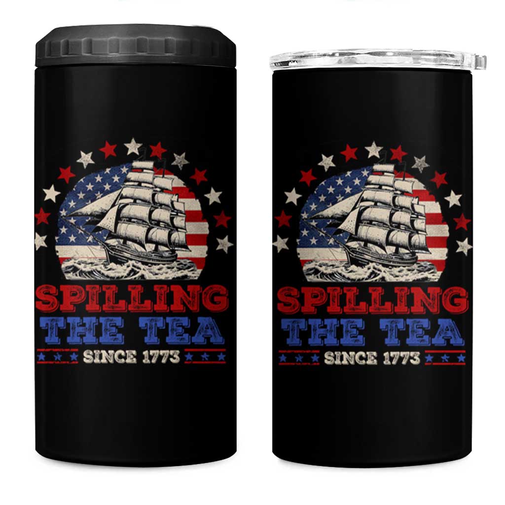 Funny 4th Of July 4 in 1 Can Cooler Tumbler Spilling The Tea Since 1773 - Wonder Print Shop