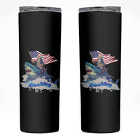 Funny 4th Of July Skinny Tumbler George Washington Riding Shark Patriotic Independence Day - Wonder Print Shop