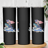 Funny 4th Of July Skinny Tumbler George Washington Riding Shark Patriotic Independence Day - Wonder Print Shop