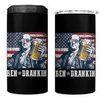 Funny 4th Of July Drinking 4 in 1 Can Cooler Tumbler Ben Drankin Benjamin Franklin Patriotic Party - Wonder Print Shop
