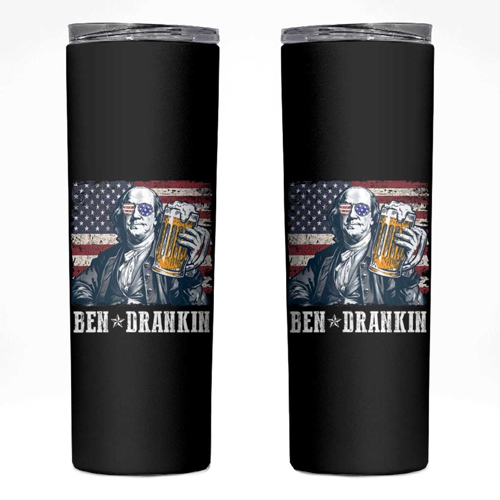 Funny 4th Of July Drinking Skinny Tumbler Ben Drankin Benjamin Franklin Patriotic Party - Wonder Print Shop