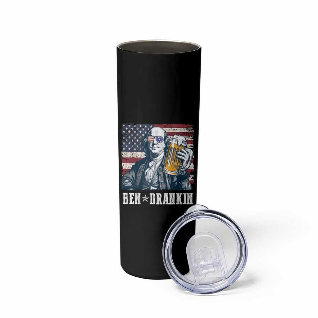 Funny 4th Of July Drinking Skinny Tumbler Ben Drankin Benjamin Franklin Patriotic Party - Wonder Print Shop