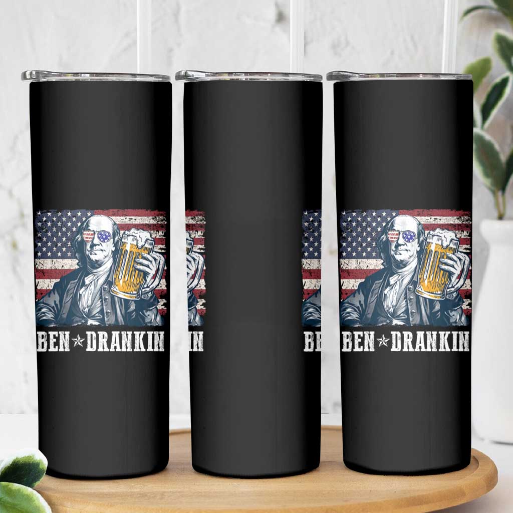 Funny 4th Of July Drinking Skinny Tumbler Ben Drankin Benjamin Franklin Patriotic Party - Wonder Print Shop