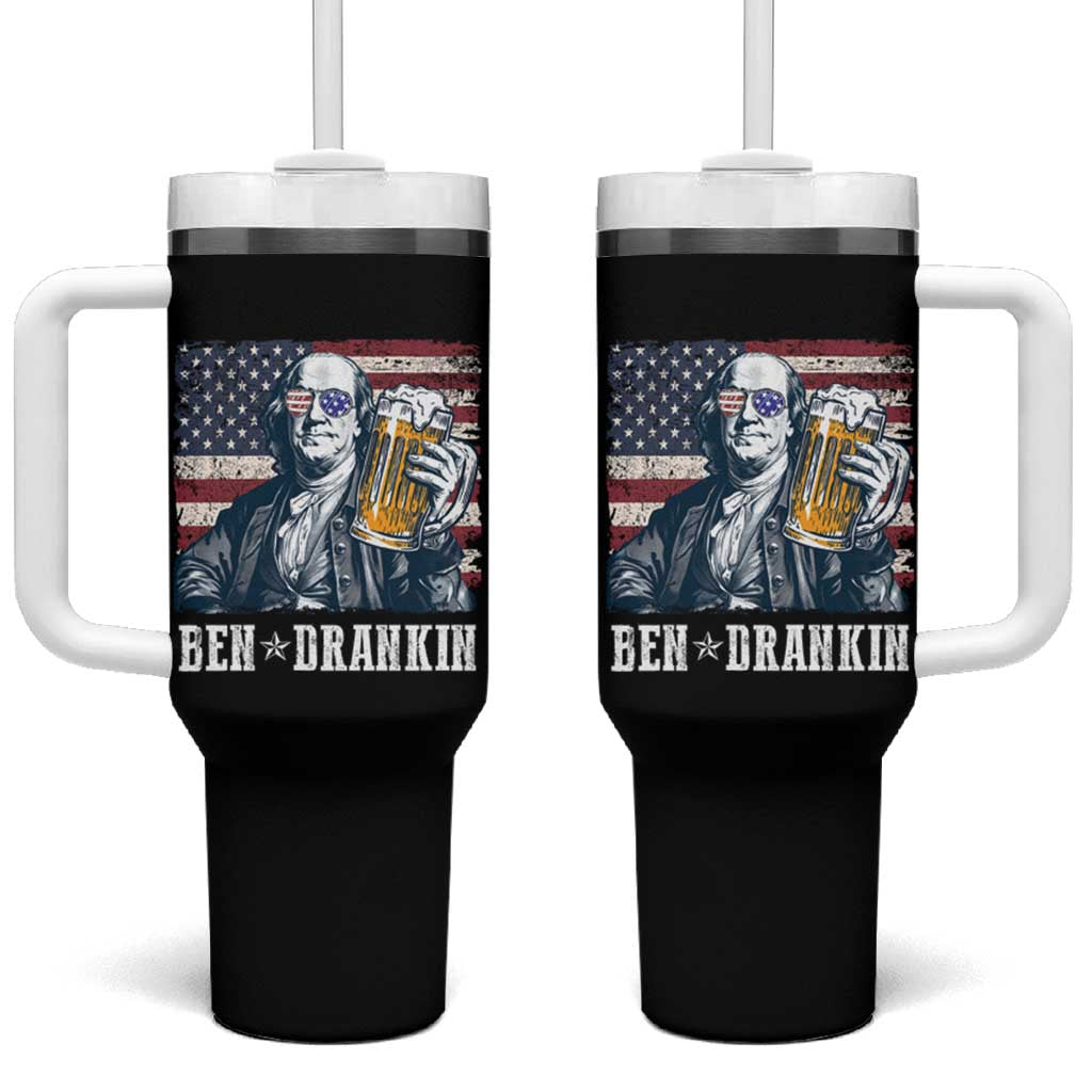 Funny 4th Of July Drinking Tumbler With Handle Ben Drankin Benjamin Franklin Patriotic Party - Wonder Print Shop